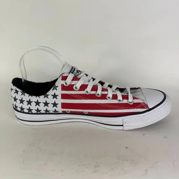 Converse Chuck Taylor All Star Low Sneakers Men's 11 White Red Stars & Stripes - Picture 3 of 10